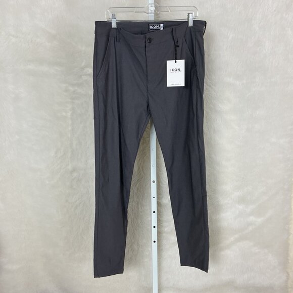 Icon Amsterdam The Avani Trousers Grey Slim Fit Tapered Leg NWT 36 - Picture 1 of 4
